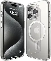 elago Magnetic Hybrid Clear Case Compatible with iPhone 15 Pro Case, Compatible with MagSafe, PC + TPU Hybrid Technology, US Military Grade Drop Protection, Reduced Yellowing (White)