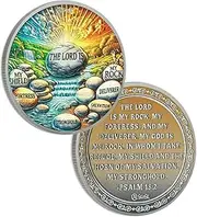 The Stone of Christ Christian Challenge Coin, Psalm 18:2 Bible Verses Coin - Christian Prayer Pocket Token - Religious Gifts for Men Women