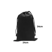 Calico Drawstring Bag Black Size 3- 34cmx24cm