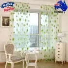 Sunflower Print Window Door Curtain Tulle Curtains for Living Room (Green)