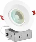 Luxrite 4 Inch Gimbal LED Recessed Light with J-Box 12W 5 Color Selectable