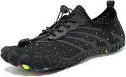 [SHENGWEI] Five-Toed Barefoot Water Shoes Upward The Creek to The Sea Beach Shoes Cut-Resistant Rafting Equipment Swimming Wading Beach Water Sports Shoes (Color : Black, Size : 44)