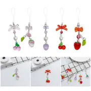 Simple Cherry Strawberry Pendant Phone Straps Bag Charm Key Decoration Chain