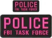 Police FBI task Force embroidery patch 4x10 and 2x5 hook on back Pink