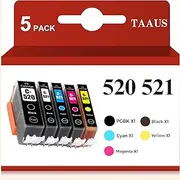 TAAUS Compatible Canon PGI-520 CLI-521 Ink Cartridge for PIXMA IP3600 IP4600 IP4700 MX860 MX870 MP540 MP550 MP560 MP620 MP630 MP640 MP980 MP990 (1 PGBK, 1 Black, 1 Cyan, 1 Magenta, 1 Yellow) 5 Pack