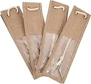 Ciieeo 4pcs Fabric Wine Bag Bottles Wine Bags Wine Present Bag Tote Bags Red Present Bags Festival Wine Pouch Burlap Bottle Pouch Burlap Wine Bag Portable Wine Bag Burlap Bottle Bag Jute Khaki