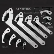 12Pcs Adjustable Spanner Wrench Set, C-Shape Pin Hook Wrench Tools, 3/4" to 6-1