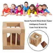 Secret Pyramid Wood Brain Teaser Intelligence Puzzle IQ Cube Trick 3D Kid Toy