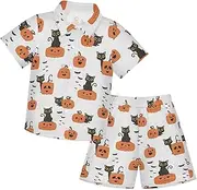 [Caihoyu] Toddler Baby Boy Short Sleeve Button Down Shirt & Shorts Set Toddler Boy Outfit Summer Clothes Set