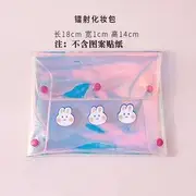 Animal Holographic PVC Card Holder / Coin Purse / Makeup Bag / Pencil Case Make Up - Blue & Pink - One Size