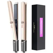 2 In 1 Hair Straightener Curling Iron Professional Fast Heat Flat Iron Curling and Straightening Styler LCD Display Hair Curler