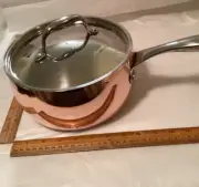 IL MULINO NEW YORK COPPER POT. STAINLESS TOP/HANDLES. NEW. 8” x 4.25”(12.3.27)