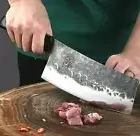 Handmade Cleaver Knife Forged Steel Wood Handle Chef Butcher Cut Slicing Beef L