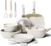 19 Pcs Pots and Pans Set Non Stick Ceramic Cookware Set with Removable Handles,