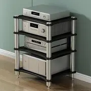 AV Media Stand, Heavy Duty Stereo Audio Rack Stand, Floorstanding Game Console Shelf, Stereo Rack Game Console Server Rack, Professional Gaming Console Shelves Cabinet,Black 48 * 60 * 85cm