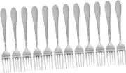 KOMBIUDA 12pcs Stainless Steel Dessert Forks Cute Ergonomic Forks for Silverware for Fruits Cakes Snacks and Appetizers Portable Versatile Dining Utensils