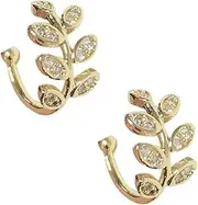 [OATIPHO] 1 Pair Leaf Shaped Ear Clip Delicate Ear Jewelries Ear Jewelry Cuff Leaf Ear Cuff Rhinestone Cuff Earring Earings for Women Geometric Earrings Fashionable Ear Rings Golden Copper