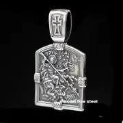 MENDEL Huge Big Hip Hop Cuban Link St George Dragon Cross Pendant Necklace Chain