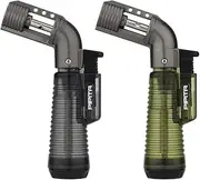 PIPITA Torch Lighter 2 Pack Single Jet Flame Refillable Butane Gas Lighters Portable Adjustable Windproof Lighters (Butane NOT Include)