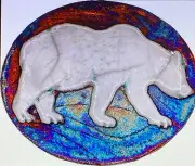 (2) Bear "I am Strong" Medallions Raku Pottery NEW