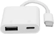 Lightning to USB Adapter, USB Camera Adapter with Charging Port, OTG Adapter Typec to USB3.0 2 in 1 Converter Charging Cable Free Drive Connect Hard Disk Camera Keyboard