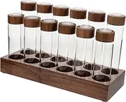 OHPHCALL Coffee Bean Display Stand Bean Container with Wood Base Coffee Bean Storage Tubes with Wood Base Coffee Bean Container Single Dose Coffee Storage System Coffee Vials Wooden