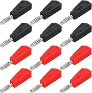 sourcing map 12 Pcs 4mm Banana Plugs, 20A 4mm Plug 4mm Jack Speaker Wire Cable Plugs Connectors, Banana Jack Connector for Speaker Wire Audio Cable, Black&Red