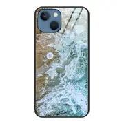 For iPhone 15 Marble Pattern Phone Case Tempered Glass+PC+TPU Anti-scratch Cover - DL06