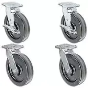 8" x 2" | 2 Swivel Casters with Brakes & 2 Swivels Set of 4 | Phenolic Wheel |