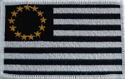 Betsy Ross Flag Black White & Gold Patch W/ VELCRO® Brand Fastener White Border