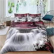 Landscape Waterfall 3D Bedding Set 2/3PCS Duvet Cover Sets Pillowcase Soft Bedspreads Single Double Queen King Size(XY134-1,US Full 203x228cm)