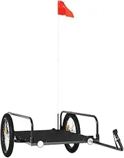 vidaXL Bicycle Trailer, Cargo Bike Trailer with Tow Bar and Safety Flag, Cargo Trailer for Luggage Plants Tools Groceries, Black Iron