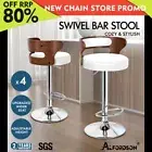 ALFORDSON 4x Bar Stool Kitchen Swivel Chair Wooden Leather Ramiro White