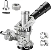 MRbrew All 304 Stainless Steel Keg Coupler, Sankey D System Keg Tap Beer Dispenser for ID 5/16'' Draft Beer Line Gas Brewing hose, Commercial D Kegerator Coupler with Check Valve Sealing Washer Clamp