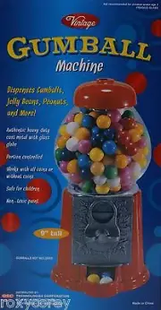 GSC Vintage 9" Tall Red Gumball Machine Die Cast Dispenser w Glass Dome NIB