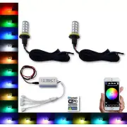 H11 27 SMD RGB Multi-Color Changing Shift Led Fog Light Bulb Bluetooth Pair (for: Volkswagen)