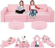 2025 New Modular Kids Play Couch, 12pcs Toddler Sofa Couch Building Fort, Versatile 300+DIY Creativing Playroom Bedroom Furniture for Toddlers. Convertible Kids Sofa and Cushion for Boys and Girls