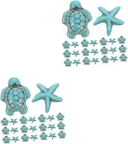 SHINEOFI 2sets Turtle Straight Hole Beads Sea Turtle Clay Beads Kit Spacer Beads Bead Ocean Bead Kits Sea Beads Shell Beads Charm Beads for Bracelets Turtle Charms Green Turquoise 40pcs*2