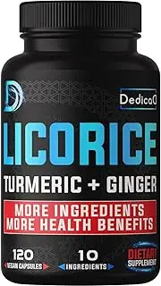 Licorice Extract Capsules - Equivalent To 6800 mg Of 10 Herbs with Turmeric, Ginger, Peppermint Leaf & others - Support Digestion, Immune & Body Health - 4 Months Supply - Non-GMO, Gluten Free