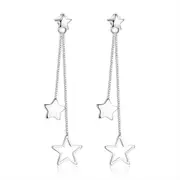 2PCS Copper Jewelry Fashion Woman Earrings Retro Pentagram Long Tassel Hanging Earrings