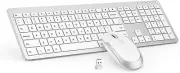 Wireless Full Size Slim Keyboard and Mouse Combo with Numeric Keypad, 2.4G