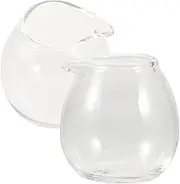 Angoily 2 pc Mini Glass Milk Pitcher Drink Pitcher Spout Mix Pitcher for Coffee Sauce