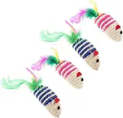 HAPINARY 4pcs Two-Color Mouse Cute Kittens Indoor Mice Pet Plush Chew Kitten Play Indoor Tease Sisal