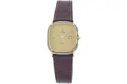 Elevate your style with the Shibuya Tetra 125-C-RD Quartz Ladies' Wristwatch in Stainless Steel and Leather - Golden Case and Strap