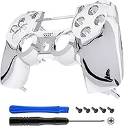 eXtremeRate Chrome Silver Edition Custom Front Housing Shell Faceplate Compatible with ps4 Pro Slim Controller CUH-ZCT2 JDM-040 JDM-050 JDM-055 - Controller NOT Included
