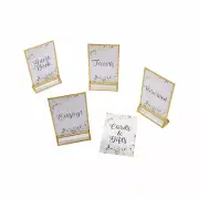 TABLE SIGN SET WHITE FLORAL & FRAMES, Party Decor, 6 Pieces