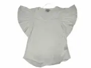$100 Neiman Marcus Women's White V-Neck Flutter Sleeve T-Shirt Size XL