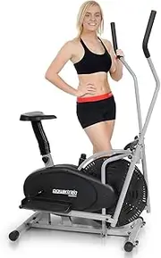 Powertrain 2-in-1 Elliptical Cross Trainer Exercise Bike with LCD Display and Reversible Movement