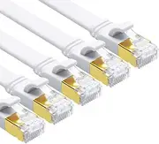 Yauhody CAT 8 Ethernet Cable, 2m 5 Pack High Speed 40Gbps 2000MHz SFTP Flat Internet Network Cable with Gold Plated RJ45 Connector, CAT8 Internet LAN Cord for Gaming, Routers, Modems (2m/5 Pack/White)
