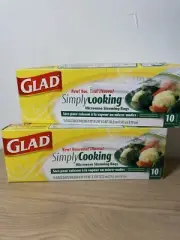 Glad Simply Cooking Microwave Steaming Bags 2 boxes = 20 New in Box Shelf Wear